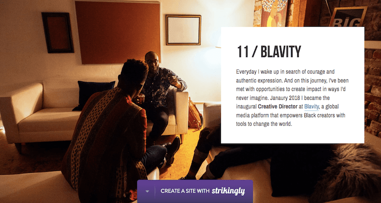 A Strikingly user describing his background and service on his personal website's landing page A Strikingly user describing his background and service on his personal website's landing page